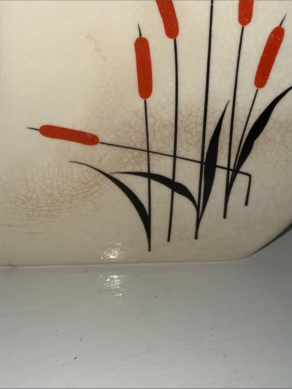 VTG Universal Cambridge MCM Ceramic Refrigerator Water Pitcher Cattail Design